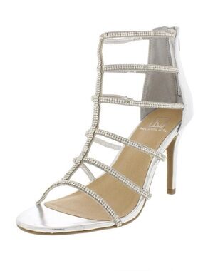 Material Girl Silver Rhinestone Cage Stiletto Sandal